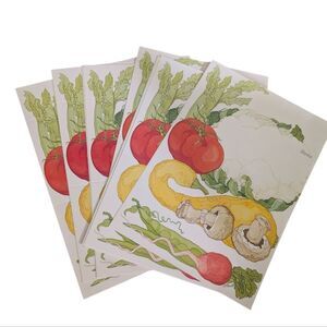 Vintage MCM‎ Vegetable Lk Powell Art Paper Stationary Lot Fold A Note